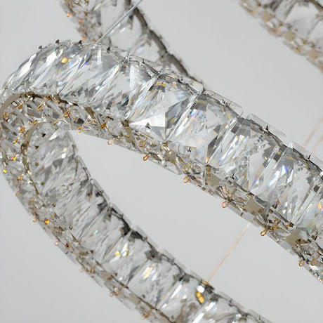 Three Ring Round Crystal LED Chandelier, Gold, 80/60/40cm