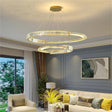 Two Ring Round Crystal LED Chandelier, Gold, 80/60cm