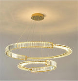 Two Ring Round Crystal LED Chandelier, Gold, 80/60cm