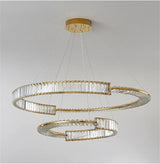 Two Ring Round Crystal LED Chandelier, Gold, 80/60cm
