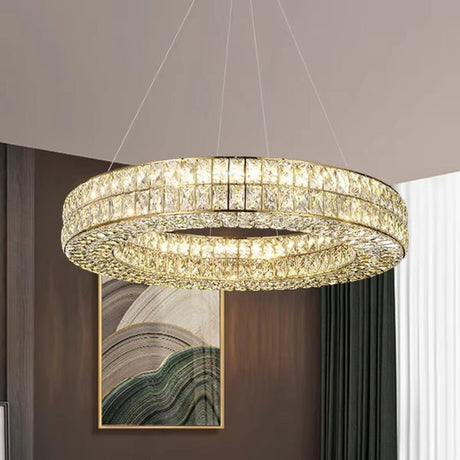 Round gold crystal ring LED chandelier, 60cm