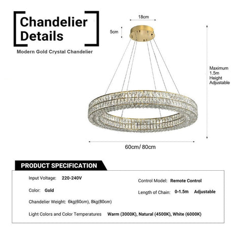 Round crystal chandelier viewed from below