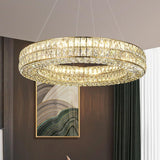 Round gold crystal ring LED chandelier, 80cm