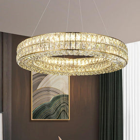 Round gold crystal ring LED chandelier, 80cm