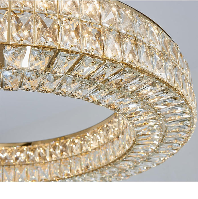 Crystal ring chandelier detail showing K9 crystals