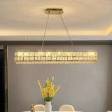 Linear crystal chandelier detail showing K9 crystals