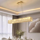 Gold linear chandelier with warm white LED light