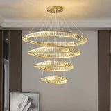 Modern gold crystal wave four ring LED chandelier