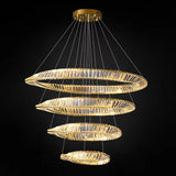 Modern gold crystal wave four ring LED chandelier