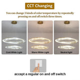 Modern gold crystal wave four ring LED chandelier