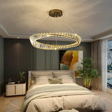 Modern gold crystal wave ring chandelier, 80cm