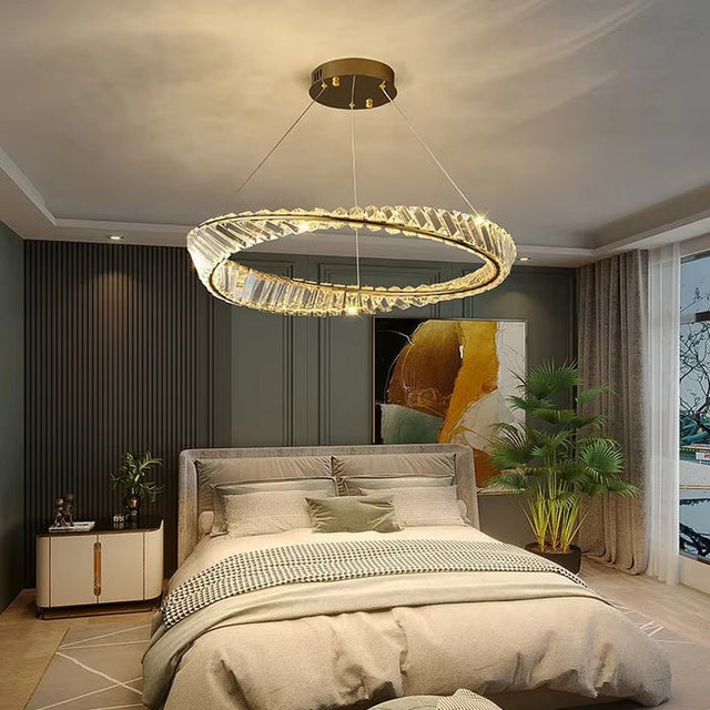 Modern gold crystal wave ring chandelier, 80cm