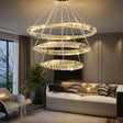 Modern gold three ring crystal wave chandelier