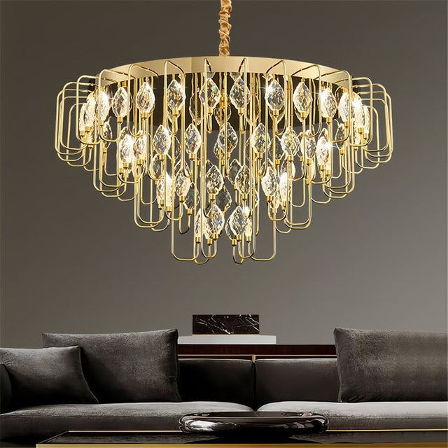 Modern gold crystal leaf LED chandelier 60 x 30cm