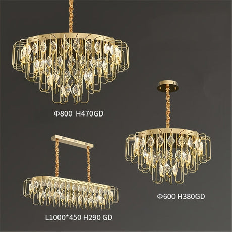 Modern gold crystal leaf LED chandelier 60 x 30cm