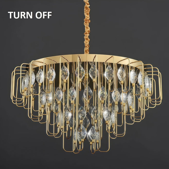 Modern gold crystal leaf LED chandelier 60 x 30cm