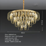 Modern gold crystal leaf LED chandelier 60 x 30cm