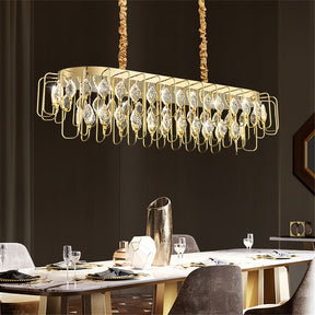 Modern French gold crystal leaf oval LED chandelier 120cm