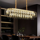 Modern French gold crystal leaf oval LED chandelier 120cm