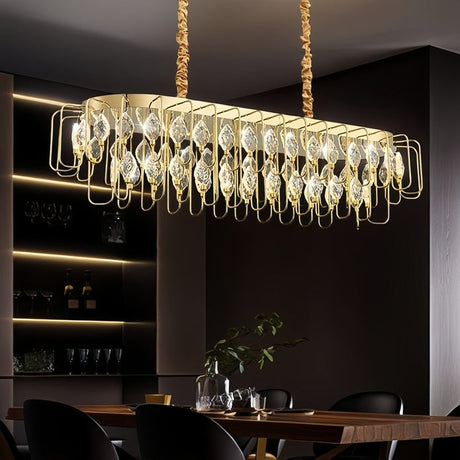 Modern French gold crystal leaf oval LED chandelier 120cm
