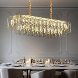 Modern French gold crystal leaf oval LED chandelier 120cm