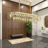 Modern French gold crystal leaf oval LED chandelier 120cm