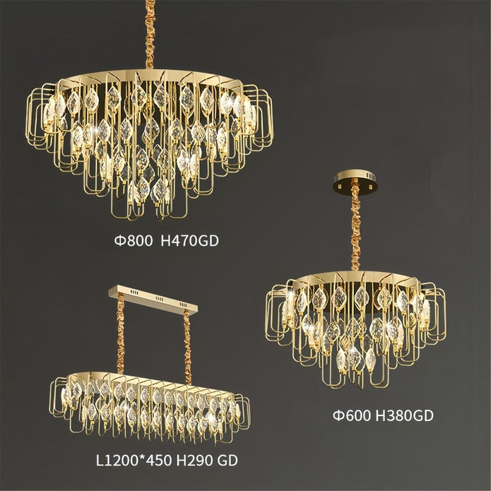 Modern French gold crystal leaf oval LED chandelier 120cm