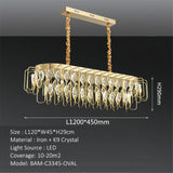 Modern French gold crystal leaf oval LED chandelier 120cm