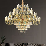 Modern gold crystal leaf LED chandelier 80 x 40cm