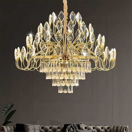 Modern gold crystal leaf LED chandelier 80 x 40cm