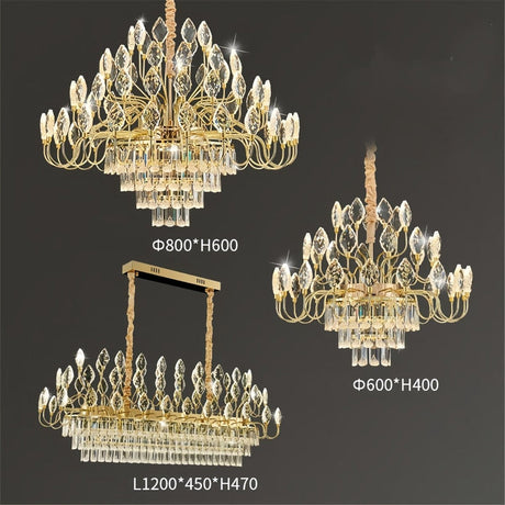 Modern gold crystal leaf LED chandelier 80 x 40cm