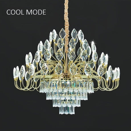Modern gold crystal leaf LED chandelier 80 x 40cm
