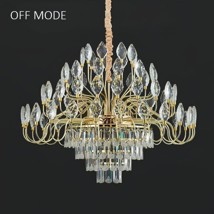 Modern gold crystal leaf LED chandelier 80 x 40cm