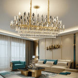 Crystal Leaf LED Chandelier, Gold