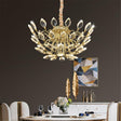 Modern gold crystal leaf LED chandelier 80 x 37cm