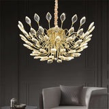 Modern gold crystal leaf LED chandelier 80 x 37cm