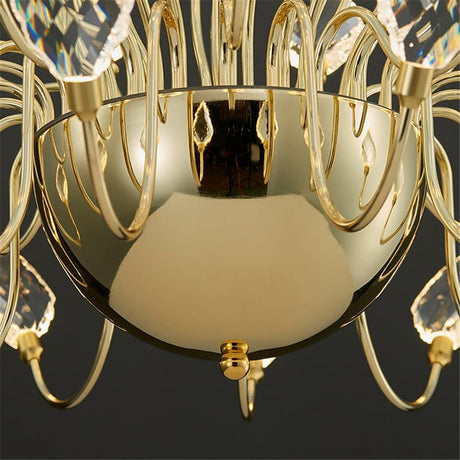 Modern luxury gold crystal leaf LED pendant chandelier, 60 cm