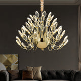 Modern gold crystal leaf LED chandelier 80 x 52cm