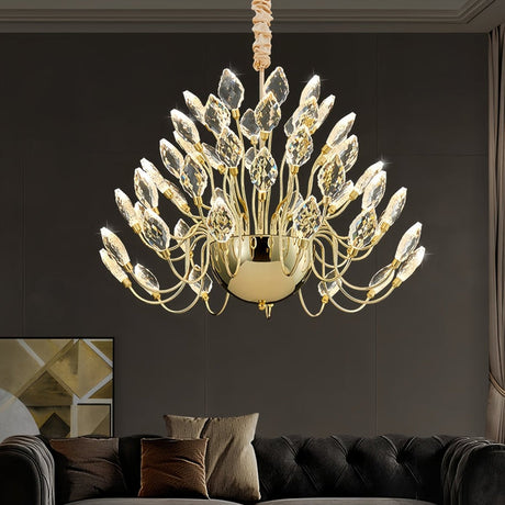 Modern gold crystal leaf LED chandelier 80 x 52cm