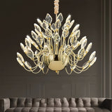 Modern gold crystal leaf LED chandelier 80 x 52cm
