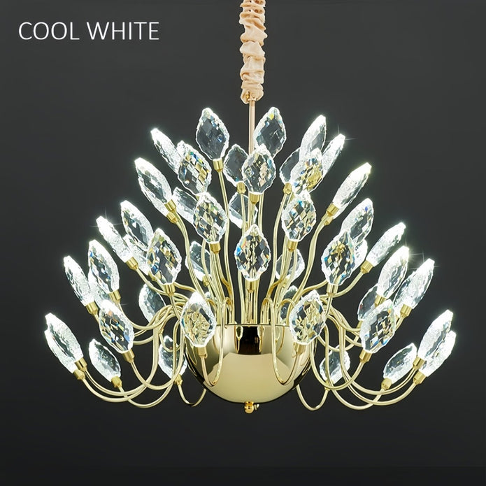 Modern gold crystal leaf LED chandelier 80 x 52cm