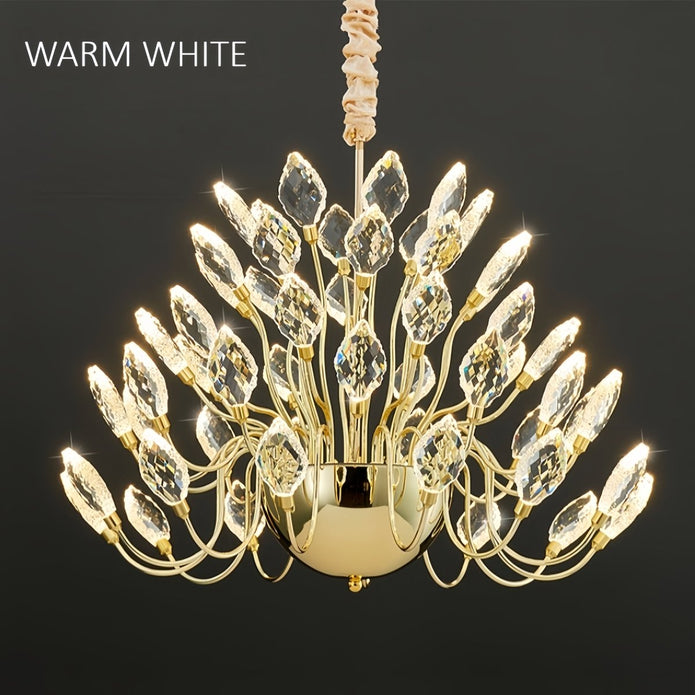 Modern gold crystal leaf LED chandelier 80 x 52cm