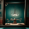 Vernazza black slender retro pendant cluster of six lights over a dining table