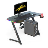Z-Shape Professional Gaming Desk with RGB Lighting Carbon Fibre 100kg Capacity — Allure Home Collections