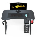 Z-Shape Professional Gaming Desk with RGB Lighting Carbon Fibre 100kg Capacity — Allure Home Collections