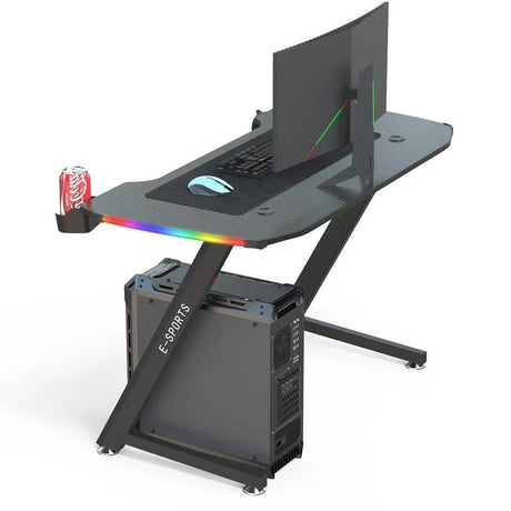 Z-Shape Professional Gaming Desk with RGB Lighting Carbon Fibre 100kg Capacity — Allure Home Collections