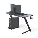 Z-Shape Professional Gaming Desk with RGB Lighting Carbon Fibre 100kg Capacity — Allure Home Collections