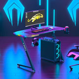 Z-Shape Professional Gaming Desk with RGB Lighting Carbon Fibre 100kg Capacity — Allure Home Collections