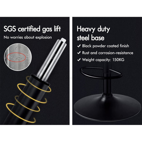 Sleek Black Leather Swivel Bar Stool