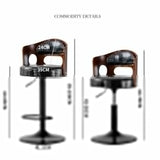 Sleek Black Leather Swivel Bar Stool